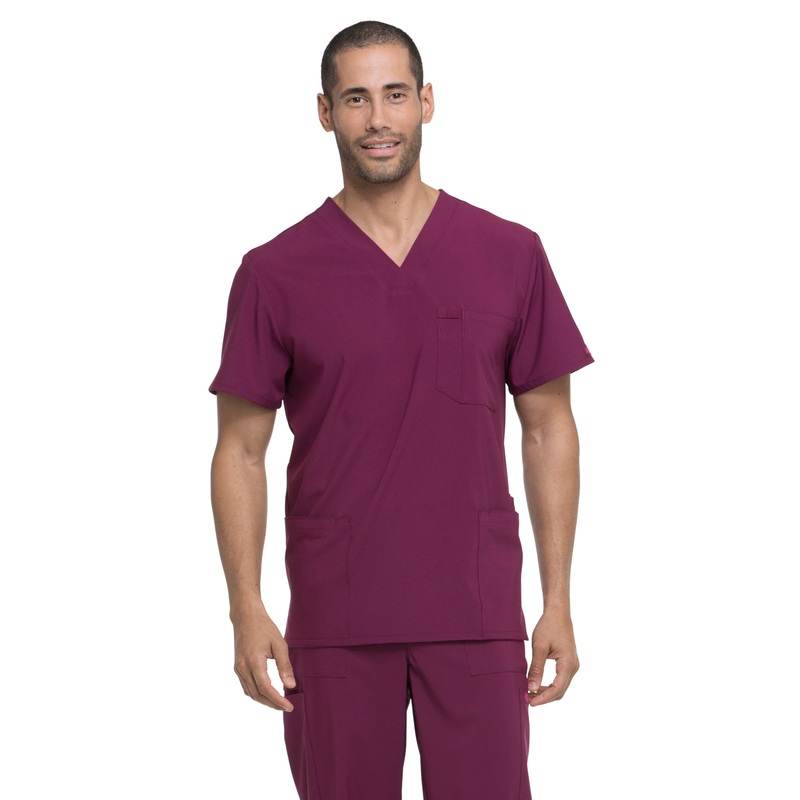 Men's Four-Pocket V-Neck Top - DK645 - Wine