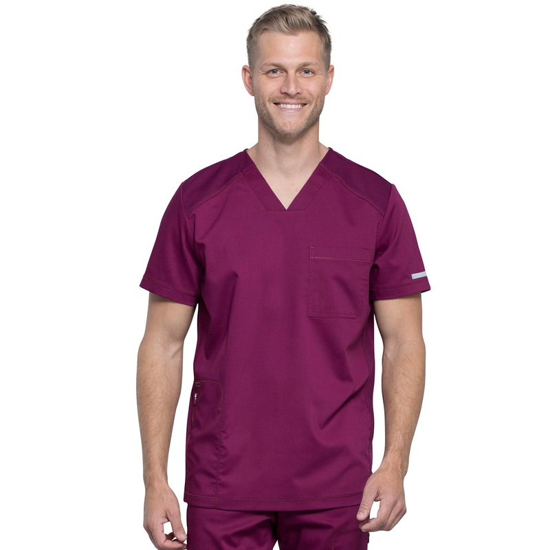 Men's 2-Pocket V-Neck Top - WW603 - Wine