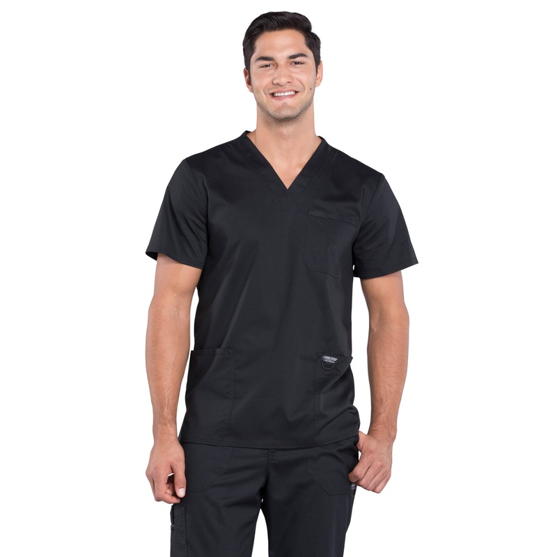Men's 3-Pocket V-Neck Top - WW670 - Black