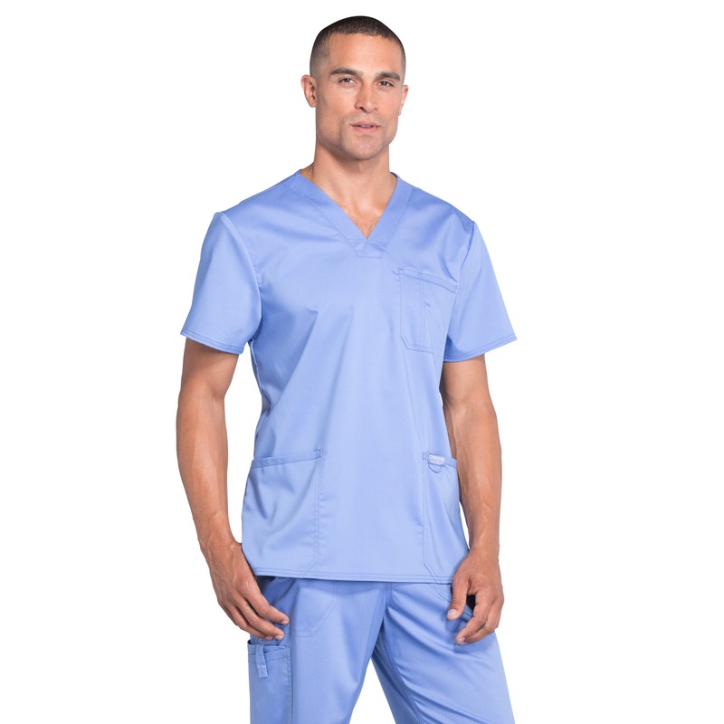 Men's 3-Pocket V-Neck Top - WW670 - Ciel Blue