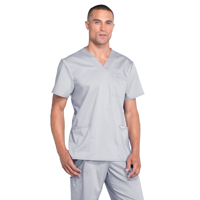 Men's 3-Pocket V-Neck Top - WW670 - Grey