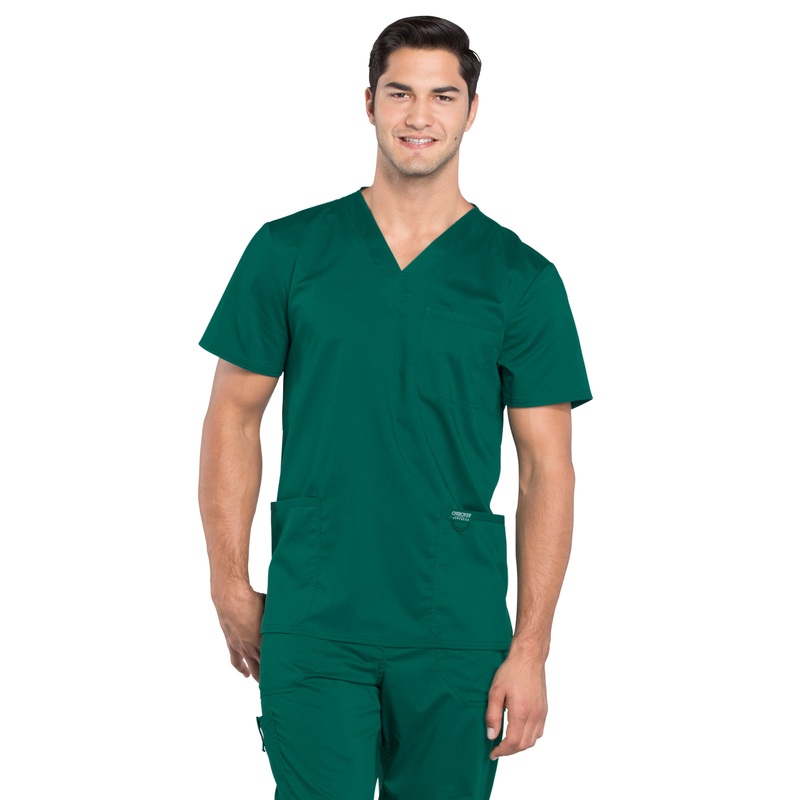 Men's 3-Pocket V-Neck Top - WW670 - Hunter Green