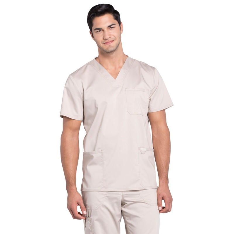 Men's 3-Pocket V-Neck Top - WW670 - Khaki