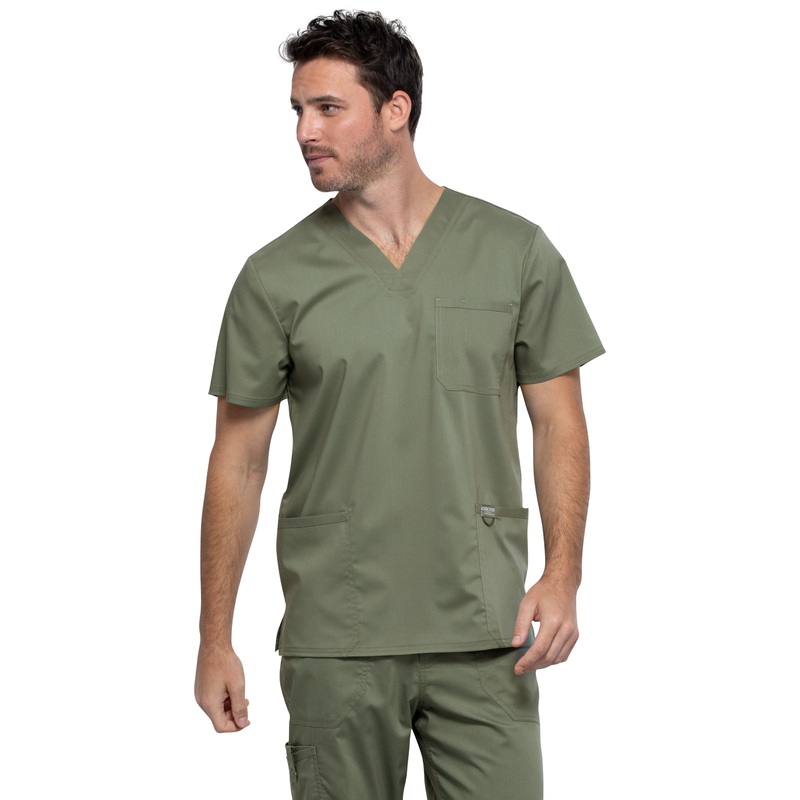 Men's 3-Pocket V-Neck Top - WW670 - Olive