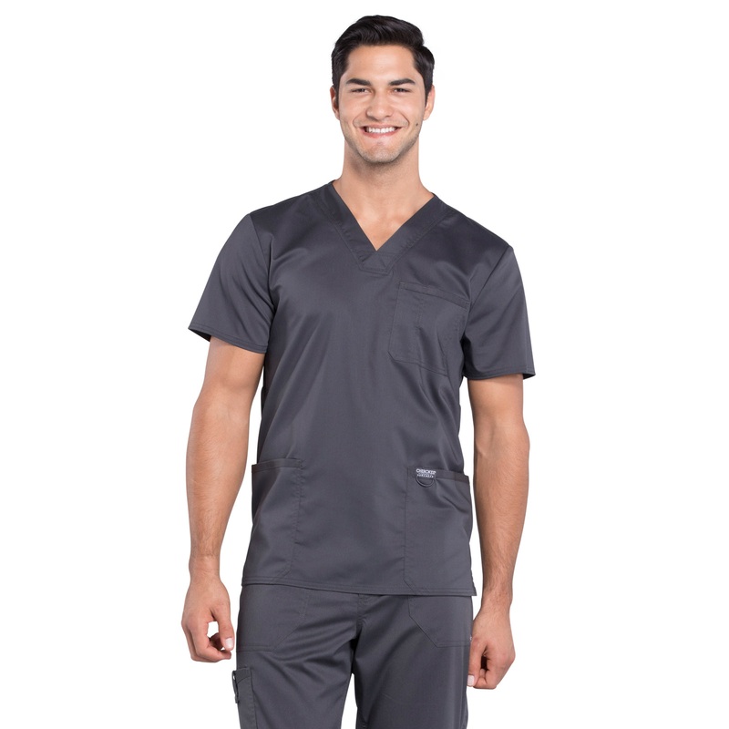 Men's 3-Pocket V-Neck Top - WW670 - Pewter