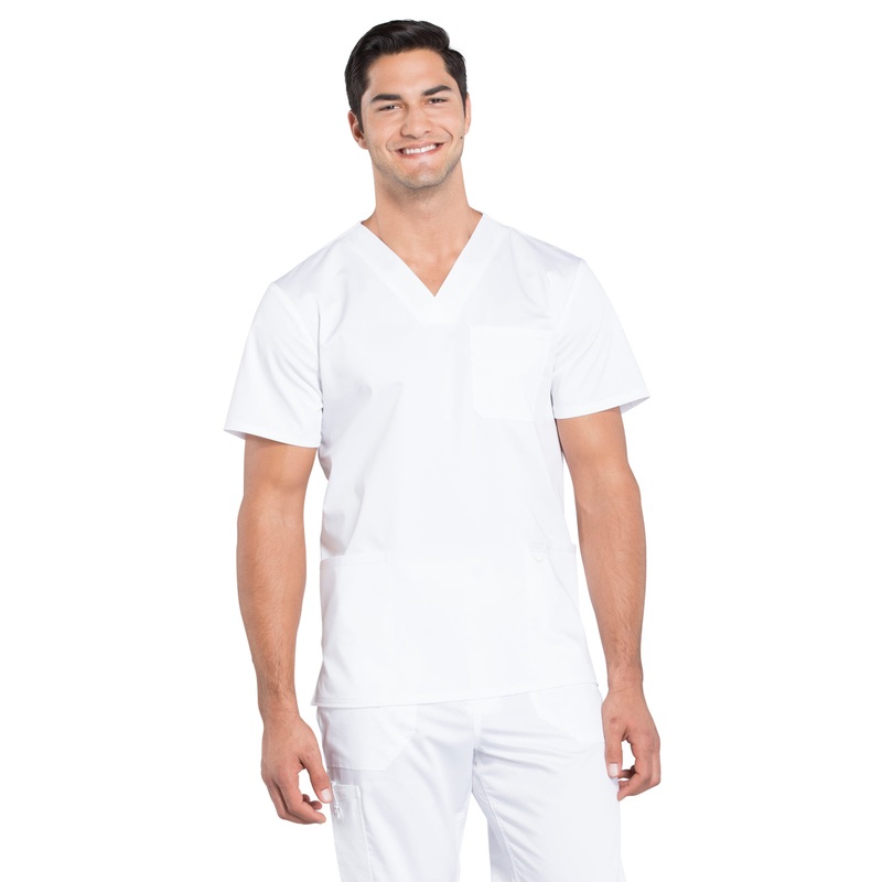 Men's 3-Pocket V-Neck Top - WW670 - White