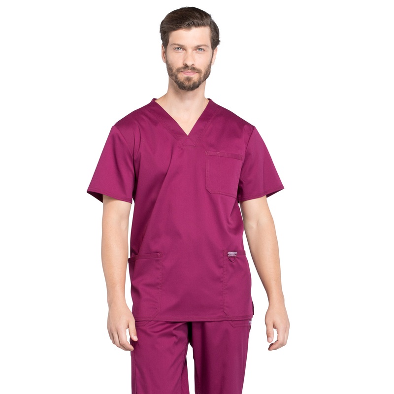 Men's 3-Pocket V-Neck Top - WW670 - Wine