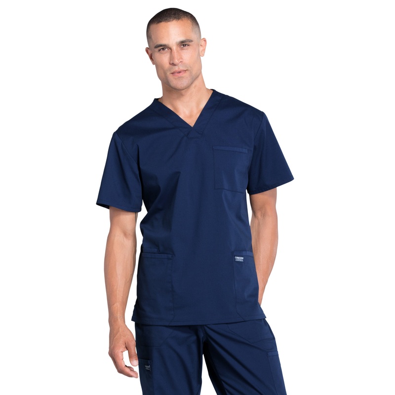 Men's 4-Pocket V-Neck Top - WW695 - Navy