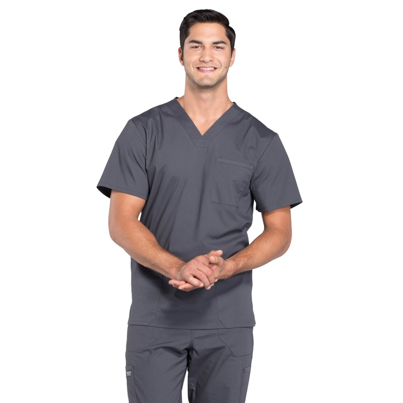 Men's 4-Pocket V-Neck Top - WW695 - Pewter