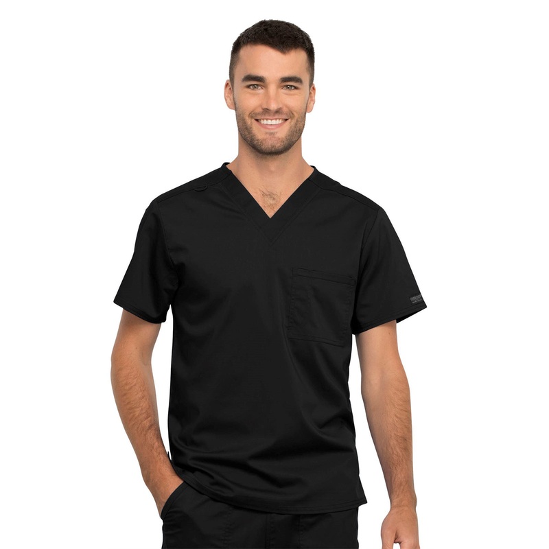 Unisex 1-Pocket Tuckable V-Neck Top - WW625 - Black