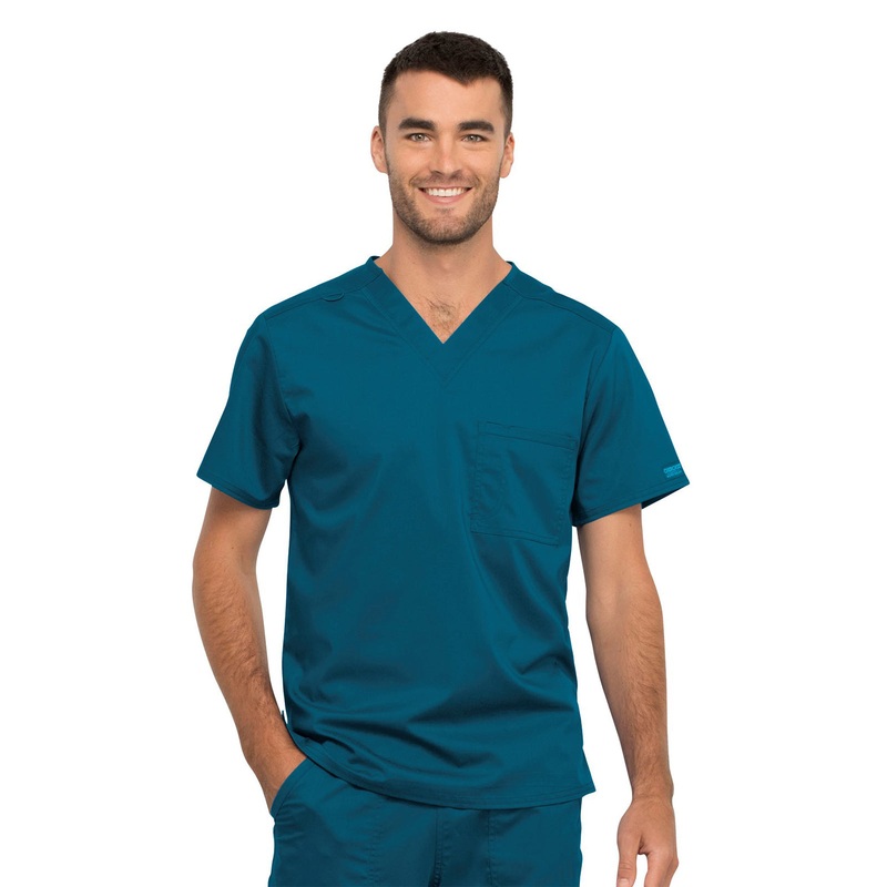 Unisex 1-Pocket Tuckable V-Neck Top - WW625 - Caribbean Blue