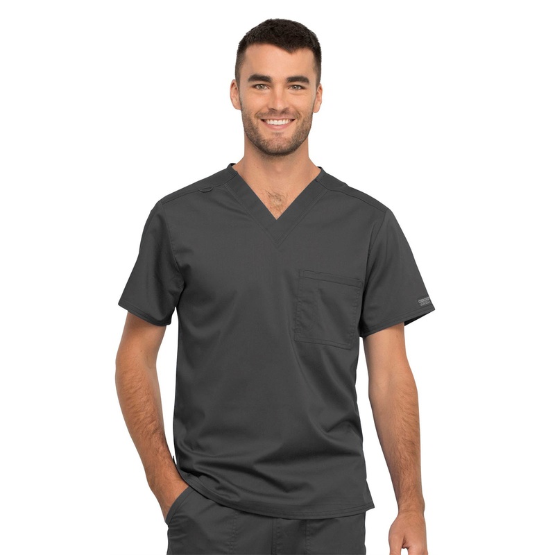 Unisex 1-Pocket Tuckable V-Neck Top - WW625 - Pewter