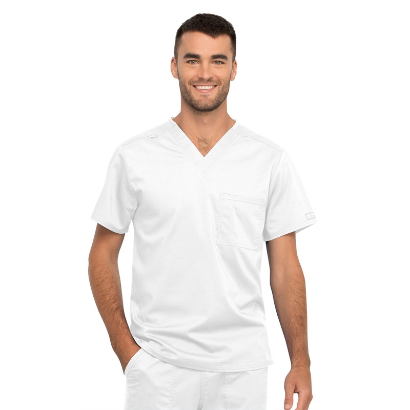 Unisex 1-Pocket Tuckable V-Neck Top - WW625 - White