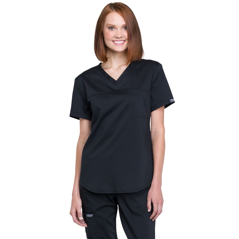 Women's 1-Pocket Tuckable V-Neck O.R. Top - WW657 - Black