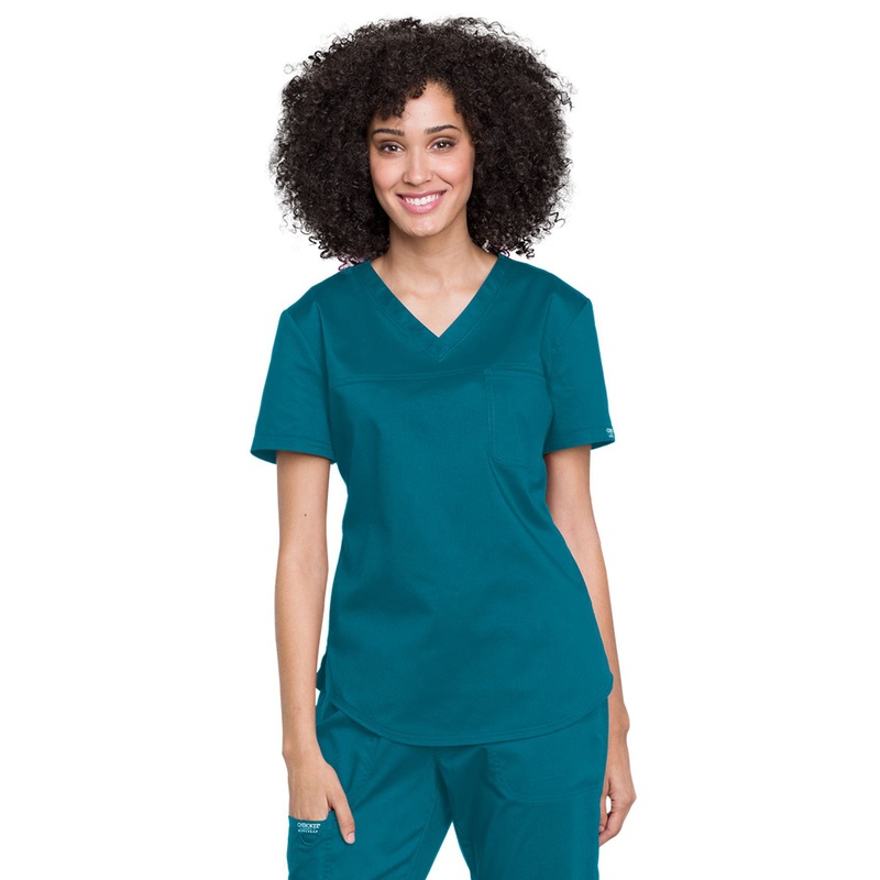Women's 1-Pocket Tuckable V-Neck O.R. Top - WW657 - Caribbean Blue