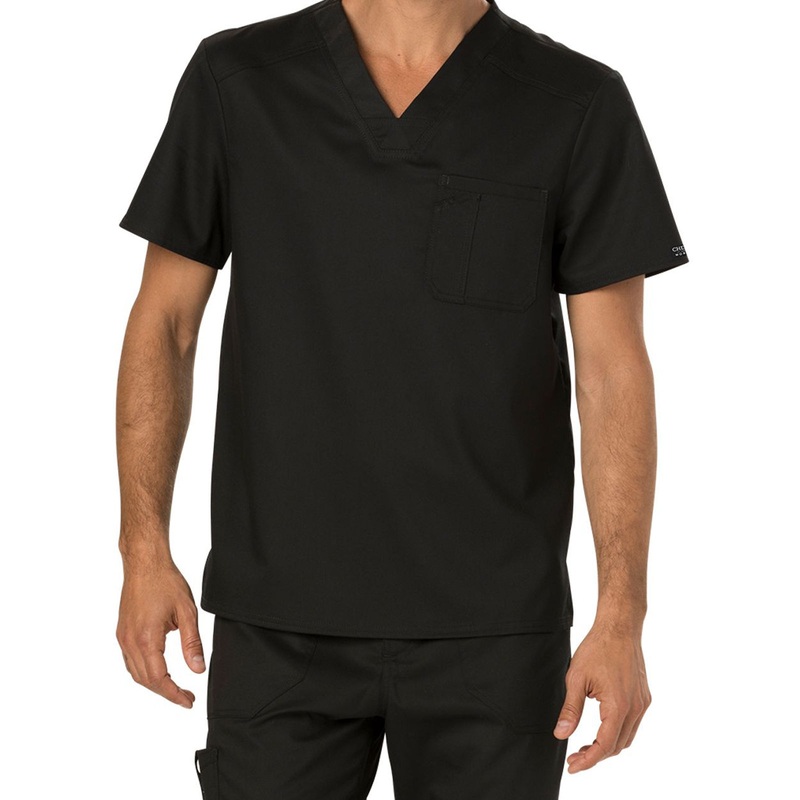 Men's 1-Pocket Tuckable V-Neck Top - WW690 - Black