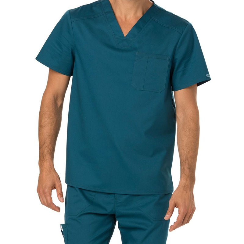 Men's 1-Pocket Tuckable V-Neck Top - WW690 - Caribbean Blue