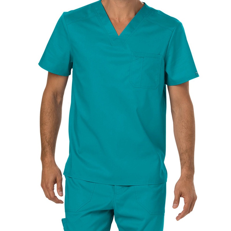 Men's 1-Pocket Tuckable V-Neck Top - WW690 - Teal Blue