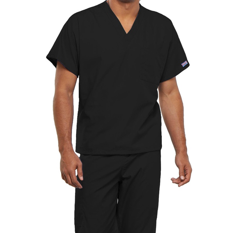 Unisex 1-Pocket V-Neck Top - 4777 - Black