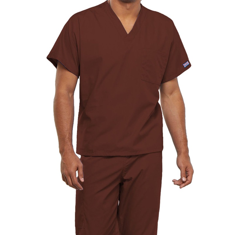 Unisex 1-Pocket V-Neck Top - 4777 - Chocolate