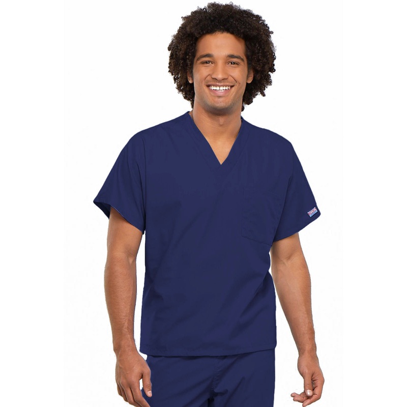 Unisex 1-Pocket V-Neck Top - 4777 - Navy