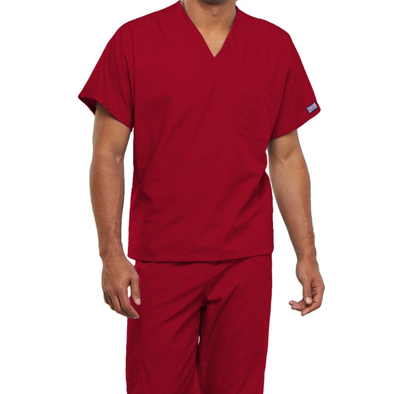 Unisex 1-Pocket V-Neck Top - 4777 - Red