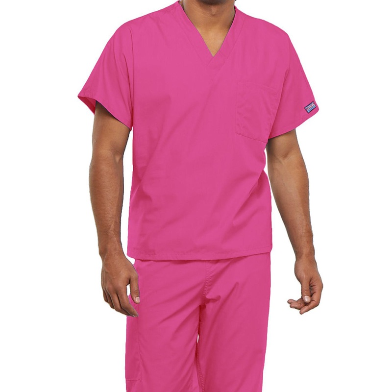 Unisex 1-Pocket V-Neck Top - 4777 - Shocking Pink