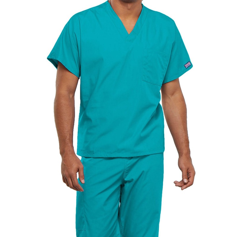 Unisex 1-Pocket V-Neck Top - 4777 - Turquoise