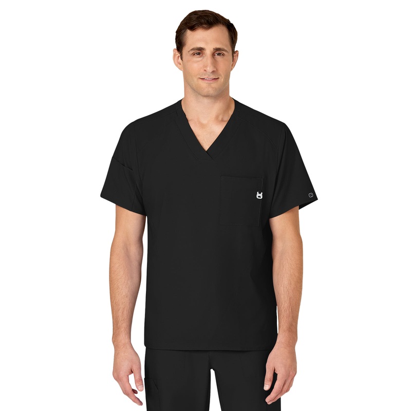 Men's Six-Pocket V-Neck Top - 6355 - Black
