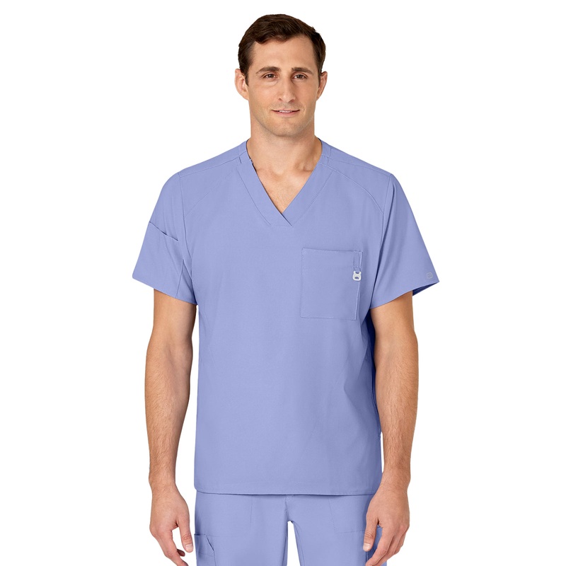 Men's Six-Pocket V-Neck Top - 6355 - Ceil Blue