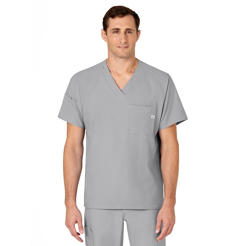 Men's Six-Pocket V-Neck Top - 6355 - Grey