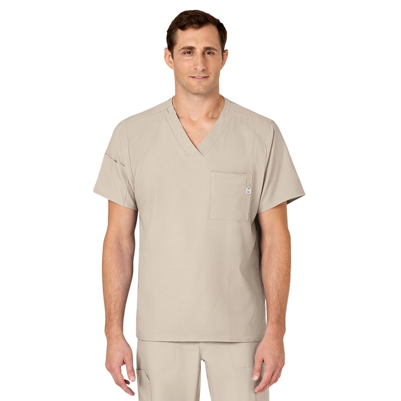 Men's Six-Pocket V-Neck Top - 6355 - Khaki