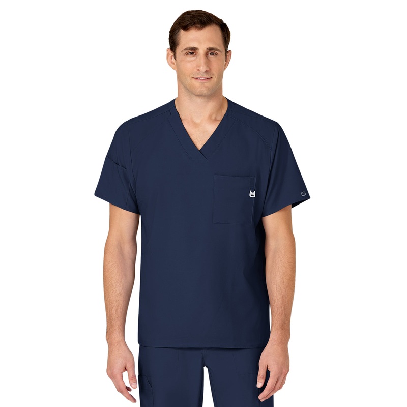 Men's Six-Pocket V-Neck Top - 6355 - Navy