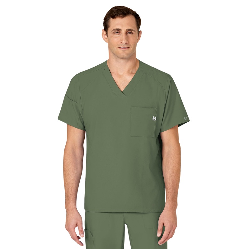 Men's Six-Pocket V-Neck Top - 6355 - Olive