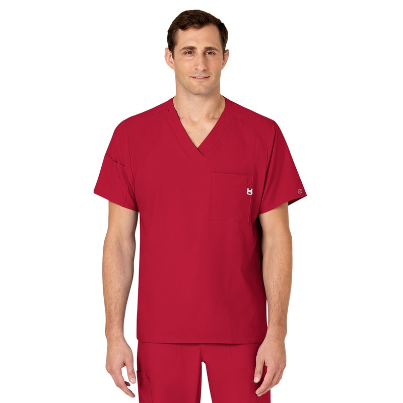 Men's Six-Pocket V-Neck Top - 6355 - Red