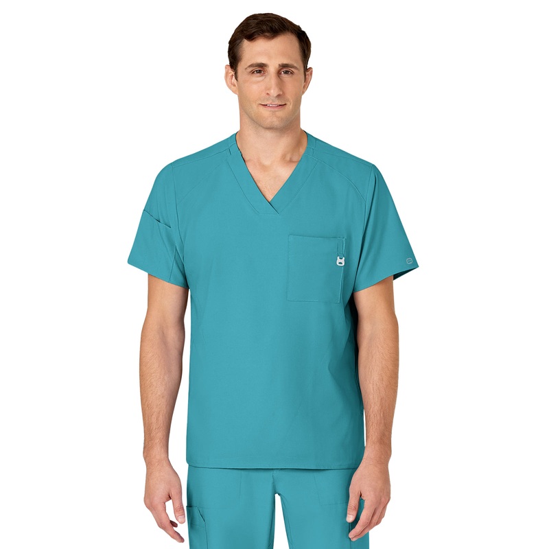 Men's Six-Pocket V-Neck Top - 6355 - Teal