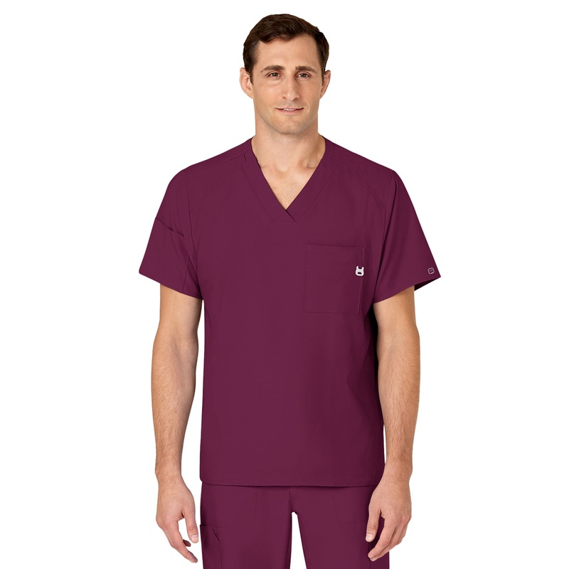 Men's Six-Pocket V-Neck Top - 6355 - Wine