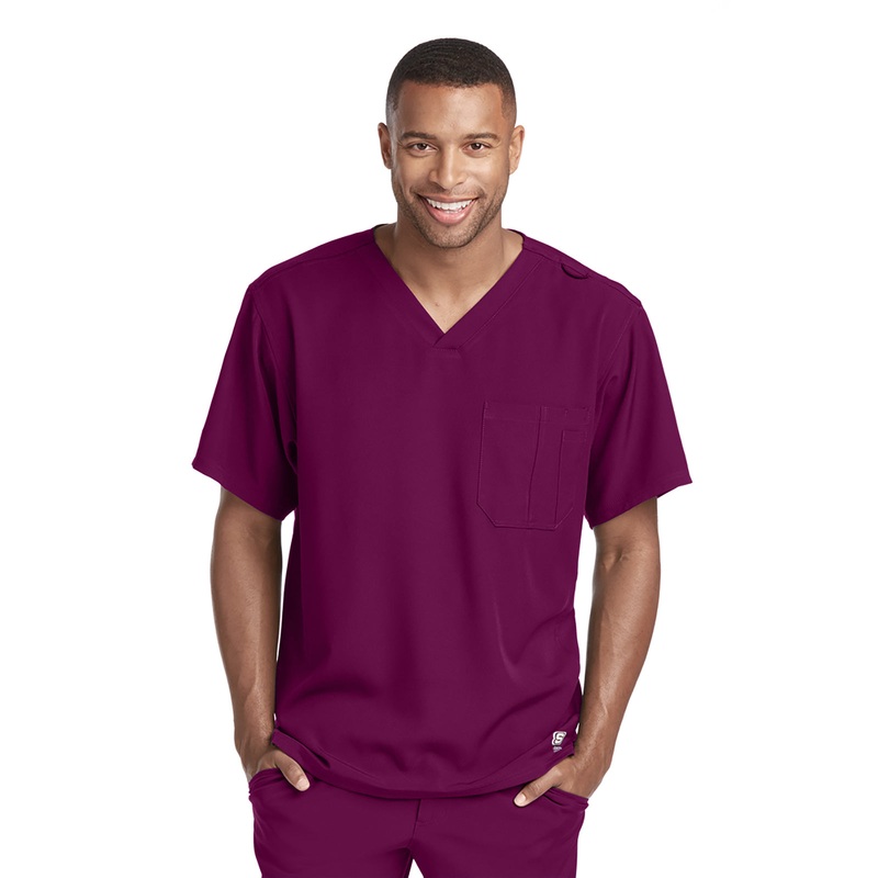 Men's Structure Crossover V-Neck Top - SK0112 - Wine