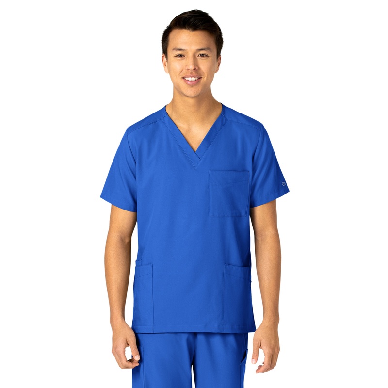 Unisex 4-Pocket V-Neck Top - 6855 - Royal