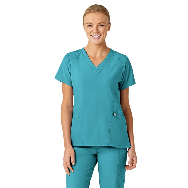 Women's Five-Pocket V-Neck Top - 6155 - Teal