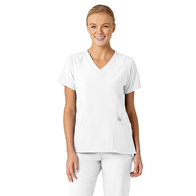 Women's Five-Pocket V-Neck Top - 6155 - White
