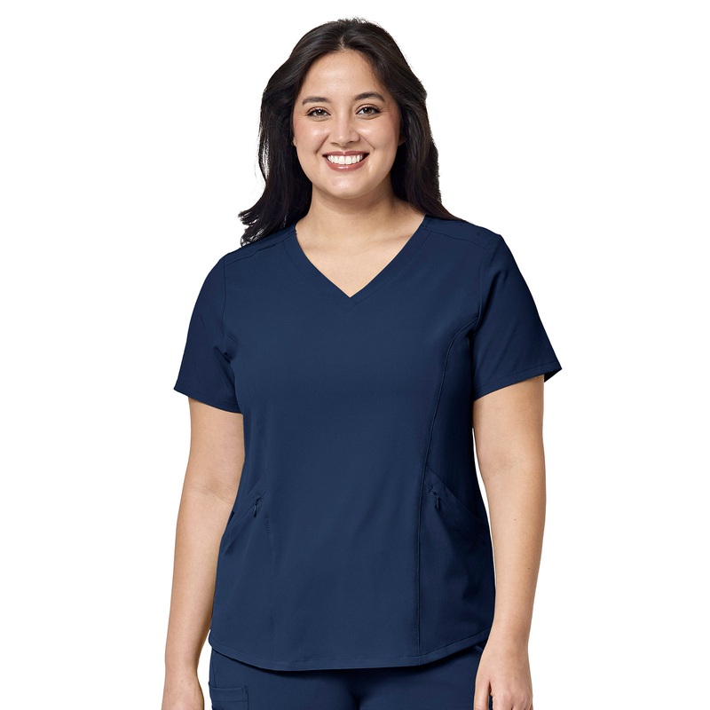 Women's Four-Pocket V-Neck Top - 6134 - Navy