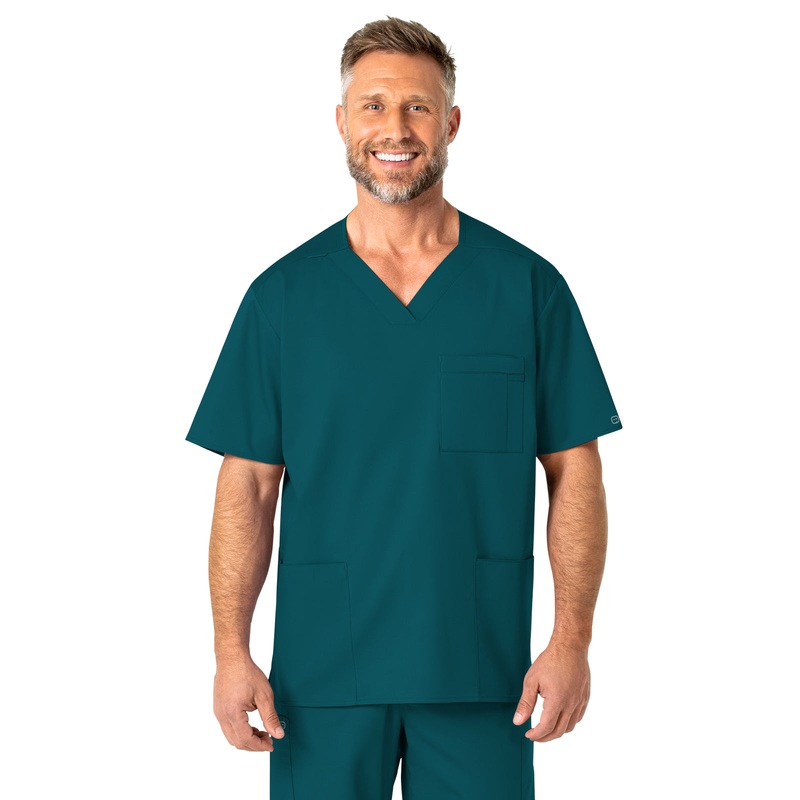 Men's Four-Pocket Modified V-Neck Top - 103 - Caribbean