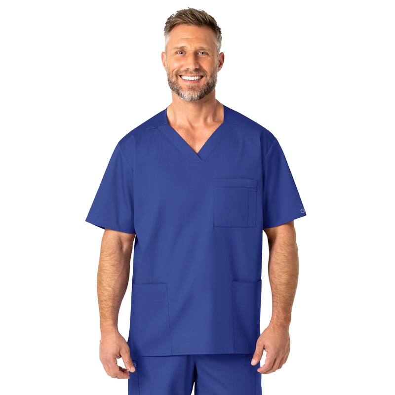 Men's Four-Pocket Modified V-Neck Top - 103 - Galaxy Blue