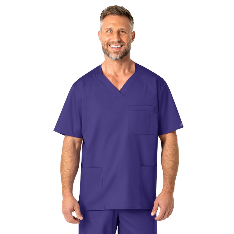 Men's Four-Pocket Modified V-Neck Top - 103 - Grape