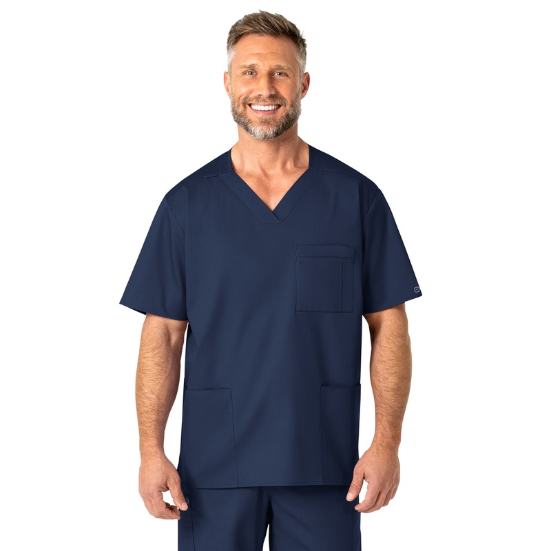 Men's Four-Pocket Modified V-Neck Top - 103 - Navy