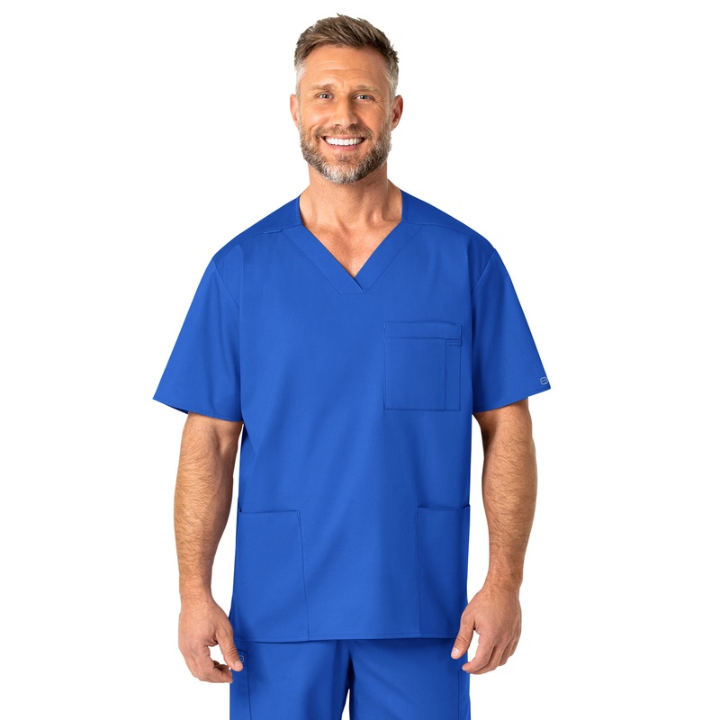 Men's Four-Pocket Modified V-Neck Top - 103 - Royal