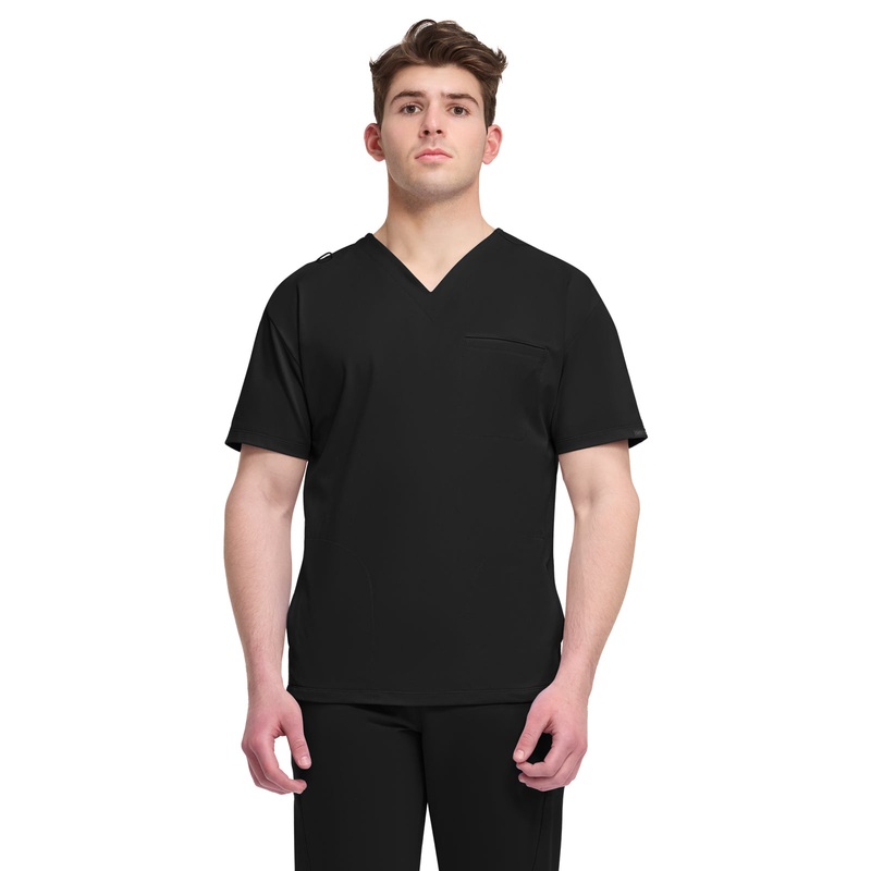 Men's 3-Pocket V-Neck Top - CK729 - Black