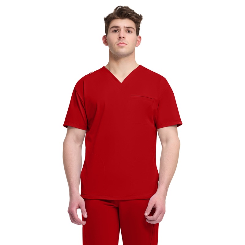 Men's 3-Pocket V-Neck Top - CK729 - Red