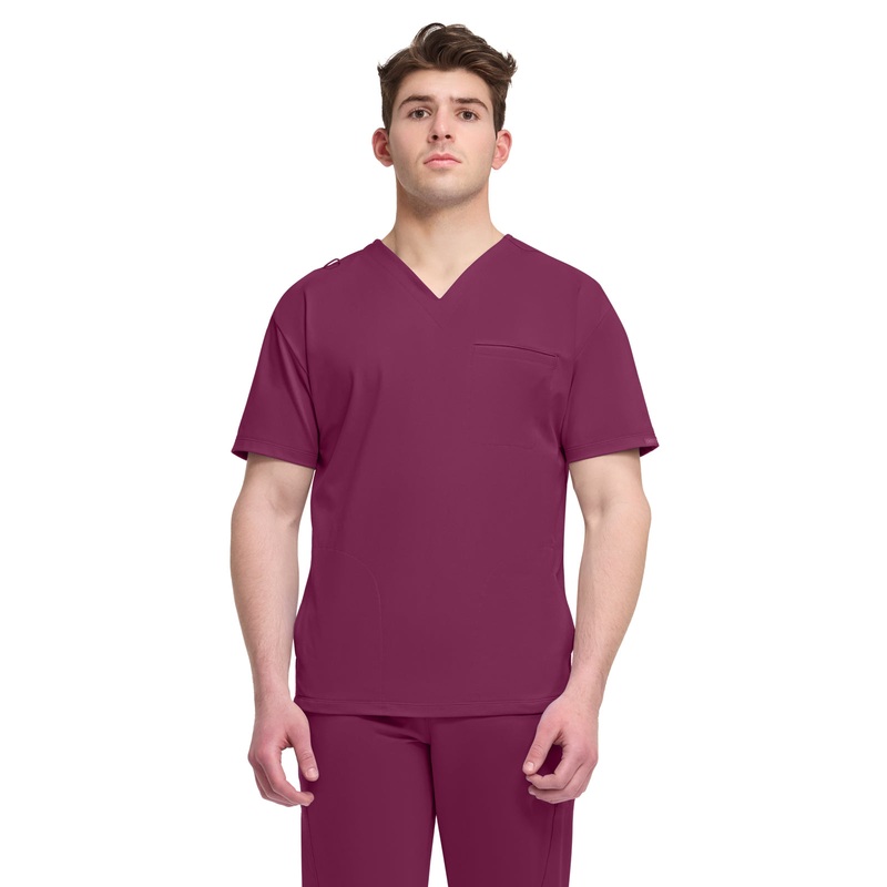 Men's 3-Pocket V-Neck Top - CK729 - Wine